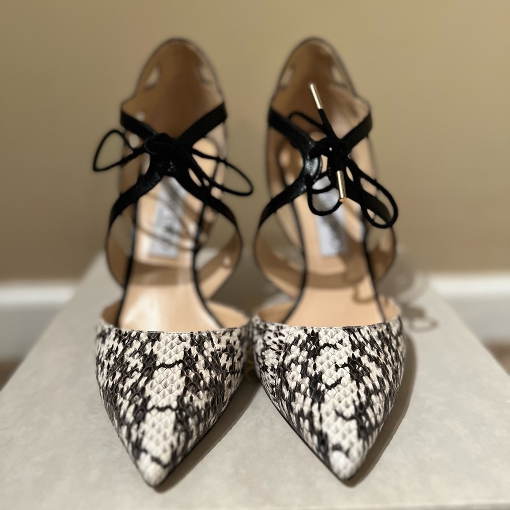 Brand New Jimmy Choo black and white Snakeskin pump